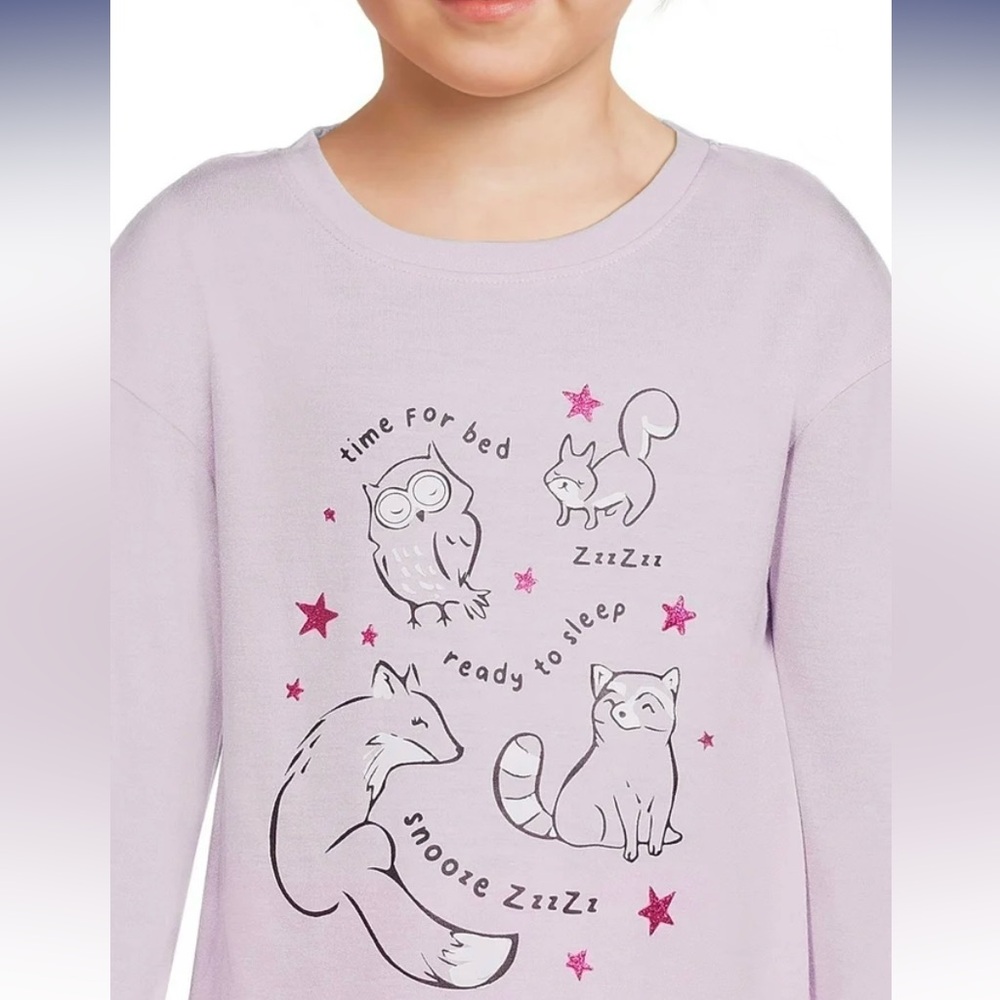 Wonder Nation Girls Long Sleeve 2-Piece Pajama Sleep Set - Picture 5 of 5